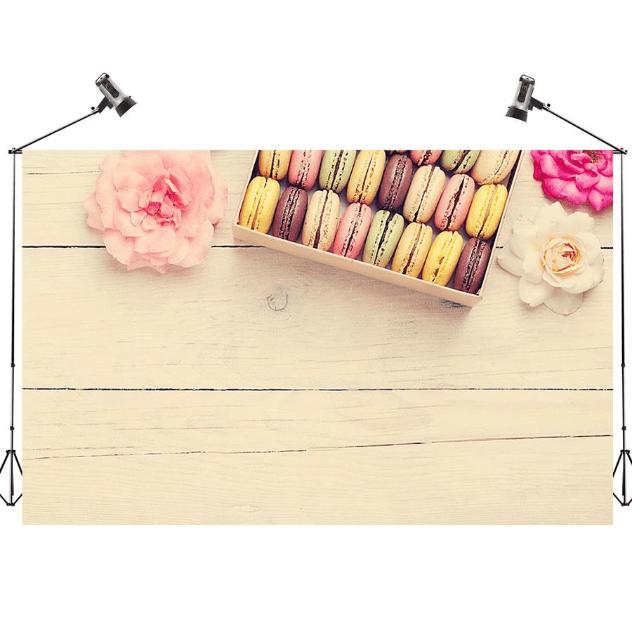 5X3Ft Macaron Flowers Wooden Wall Photography Backdrop Studio Prop Background - Trendha
