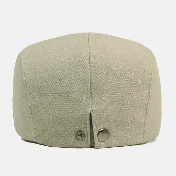Men Cotton Beret Cap Solid Color Adjustable Casual Retro Sunshade Forward Cap Flat Hat - Trendha