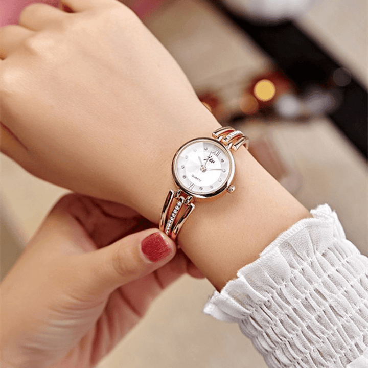 JW 3512 Fashion round Dial Rhinestones Alloy Lady Bracelet Bangle Women Dress Quartz Watch - Trendha