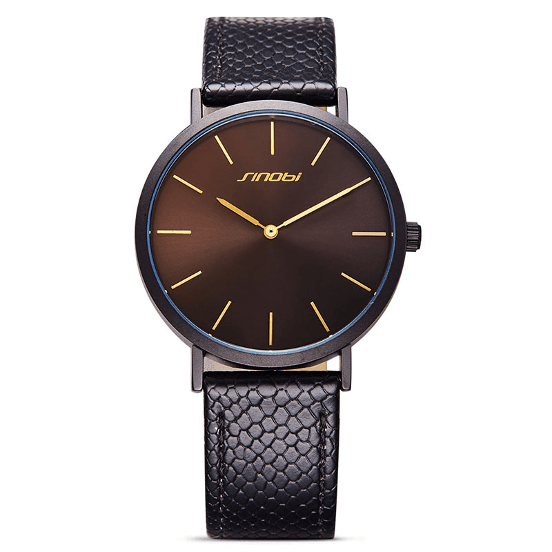 SINOBI 9691 Women Watch Simple PU Leather Strap Luxury Brand Ladies Quartz Wrist Watch - Trendha
