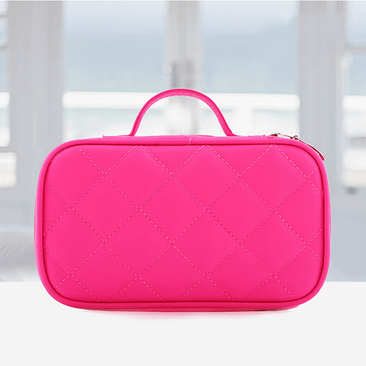 4 Colors Double Layers Cosmetic Bag Women Makeup Case Organizer Toiletry Storage - Trendha