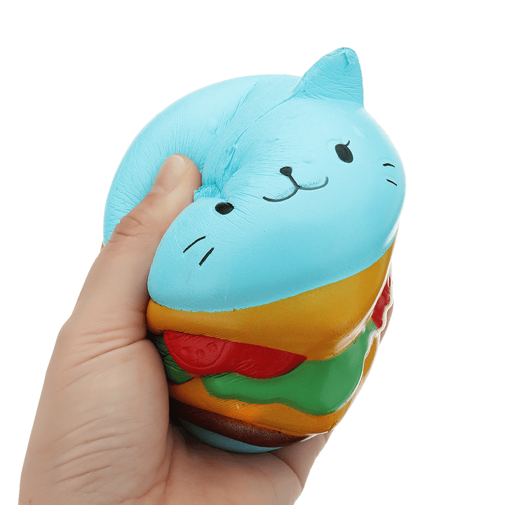 Burger Cat Squishy 10.5*9.5 CM Slow Rising Collection Gift Soft Fun Animal Toy - Trendha