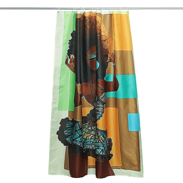 African Fashion Girl Shower Curtain Waterproof Bathroom Toilet Floor Mat Pad - Trendha