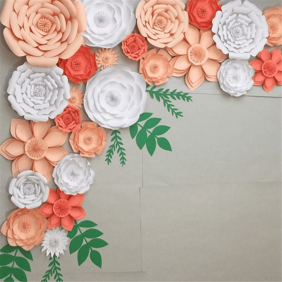 2 PCS Large Paper Flowers Backdrop Birthday Wall Decor Party DIY Decoration - Trendha