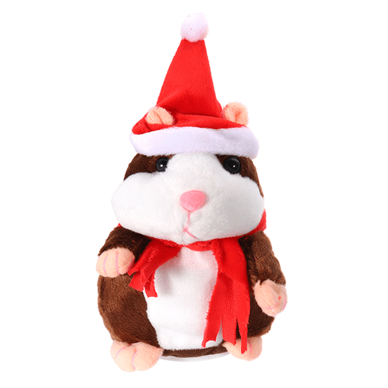 18CM Lovely Talking Hamster Christmas Plush Toy Speak Talking Sound Record Hamster Talking Toys - Trendha