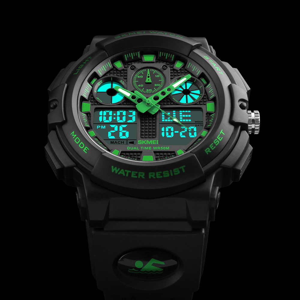 SKMEI 1207 Men Sport Chorongraph 50M Waterproof Luminous Dual Display Digital Watch - Trendha