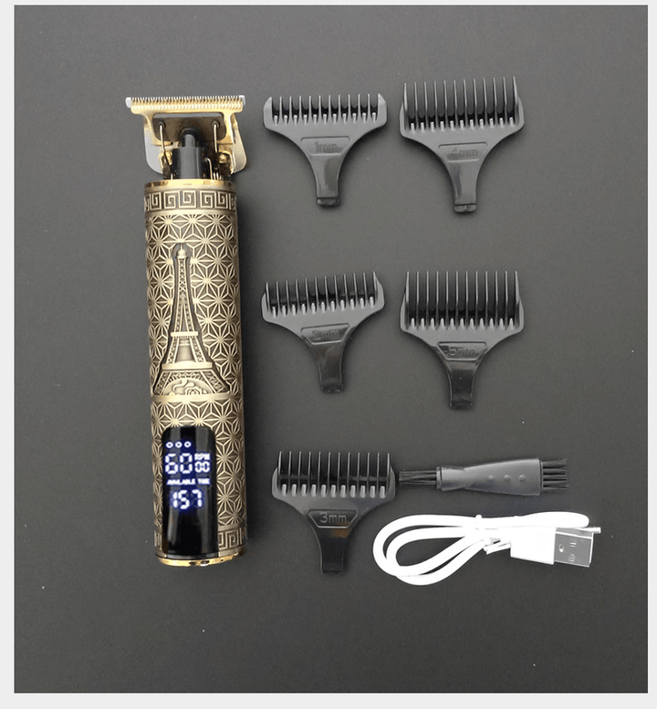 [2021 New] 10W LCD Display Cordless Hair Trimmer USB Rechargeable Electric Hair Clipper for Oil Head Trimmer Barber Hair Cutting Machine - Trendha