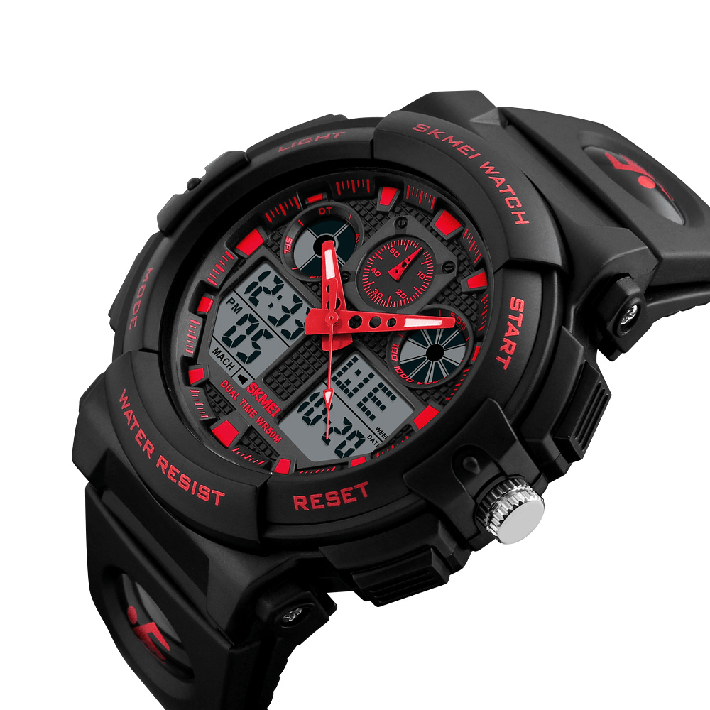 SKMEI 1207 Men Sport Chorongraph 50M Waterproof Luminous Dual Display Digital Watch - Trendha