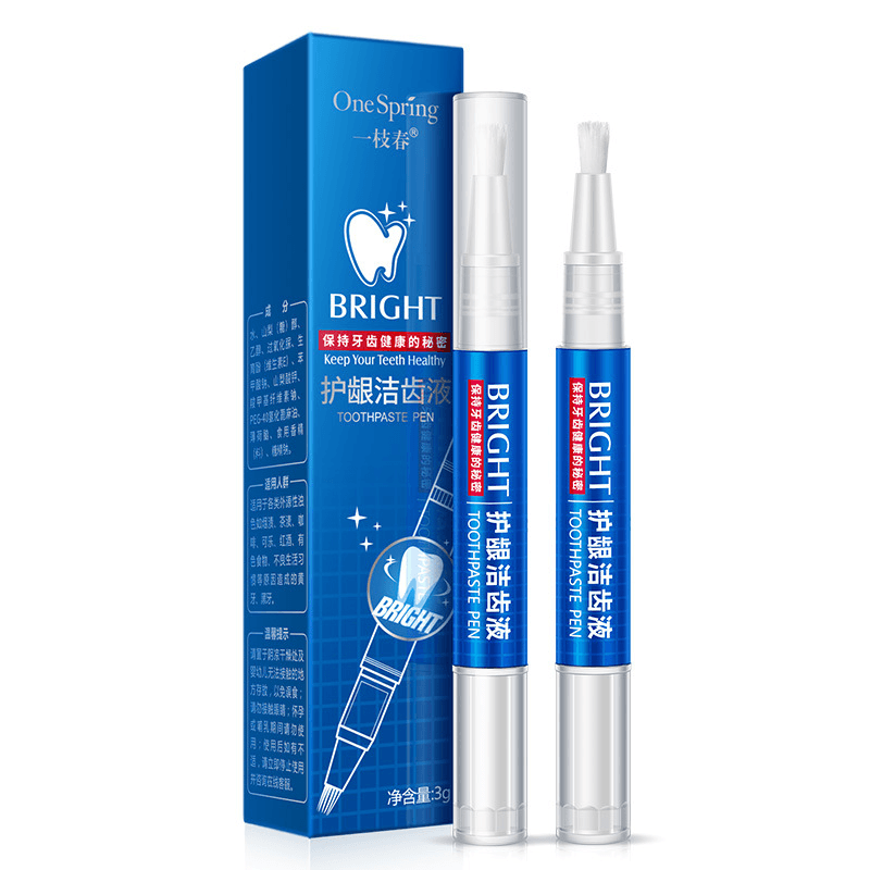 Teeth Brightening Pen Tooth Tartar Stains Remover Teeth Whitening for Yellow Teeth Smoked Oral Care Soft Brush Toothpaste Pen - Trendha