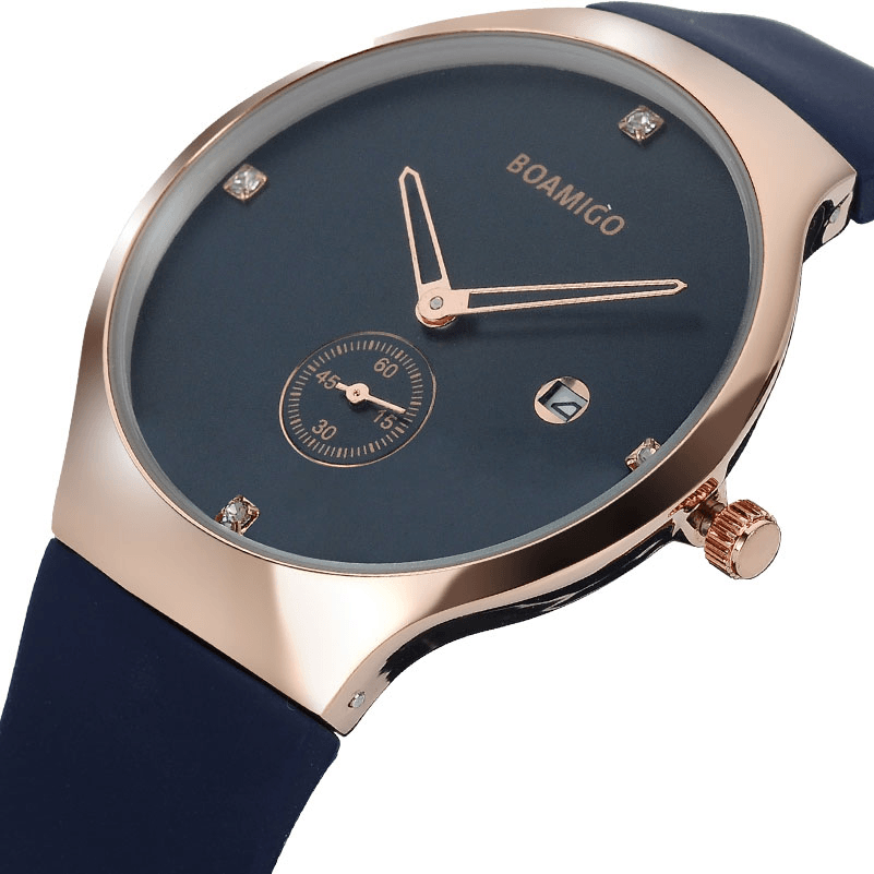 BOAMIGO 5013 Ultra Thin Date Display Men Wrist Watch Fashionable Quartz Watches - Trendha