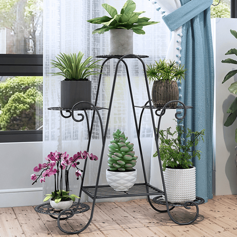 6-Layer Flower Stand Wrought Iron Plant Shelf Indoor Creative Art Rack - Trendha