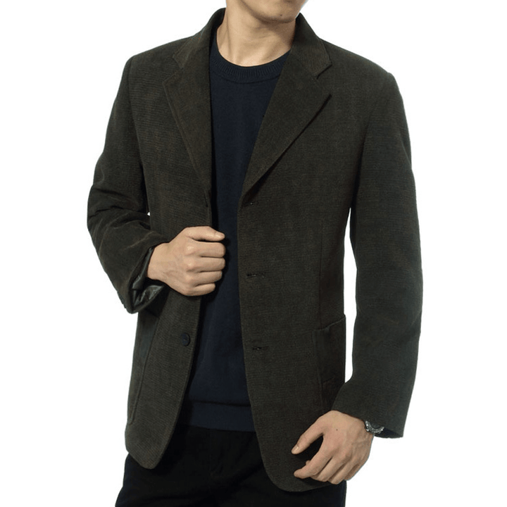 Mens Corduroy Casual Suit Blazers Solid Color Spring Autumn Coats - Trendha
