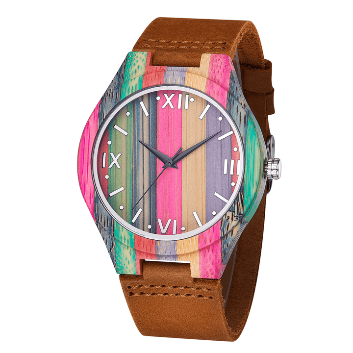 Fashion Colorful Case Dial Leather Strap Creative Style Casual Men Watch Quartz Watch - Trendha
