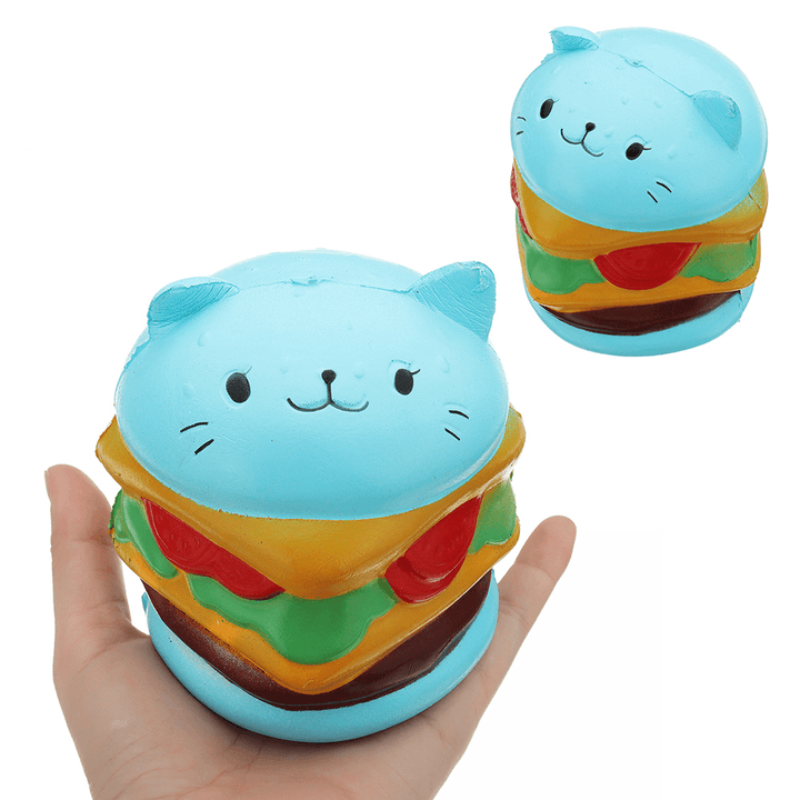 Burger Cat Squishy 10.5*9.5 CM Slow Rising Collection Gift Soft Fun Animal Toy - Trendha