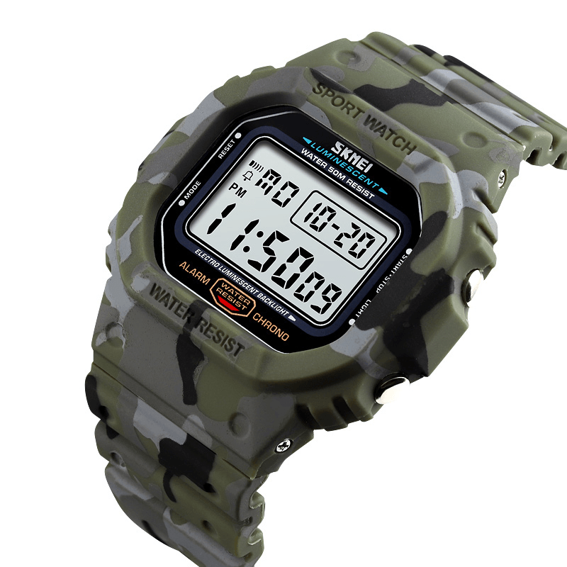 SKMEI 1471 Military Stopwatch Alarm Waterproof Sports Shockproof Digital Men Watch - Trendha