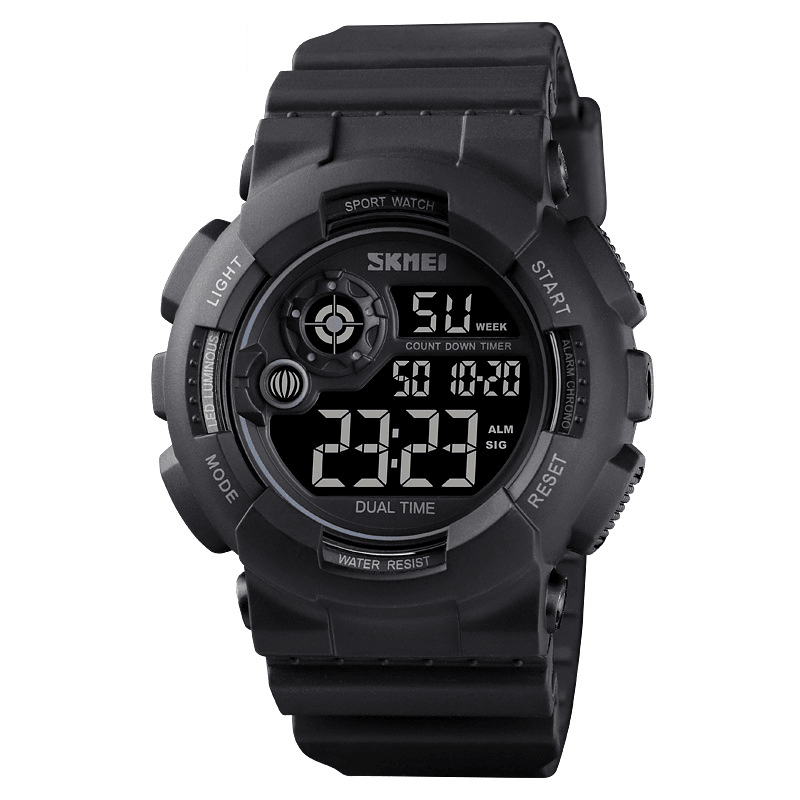 SKMEI 1583 Sport Men Watch 5ATM Waterproof Date Week Display 12/24 Hour LED Digital Watch - Trendha