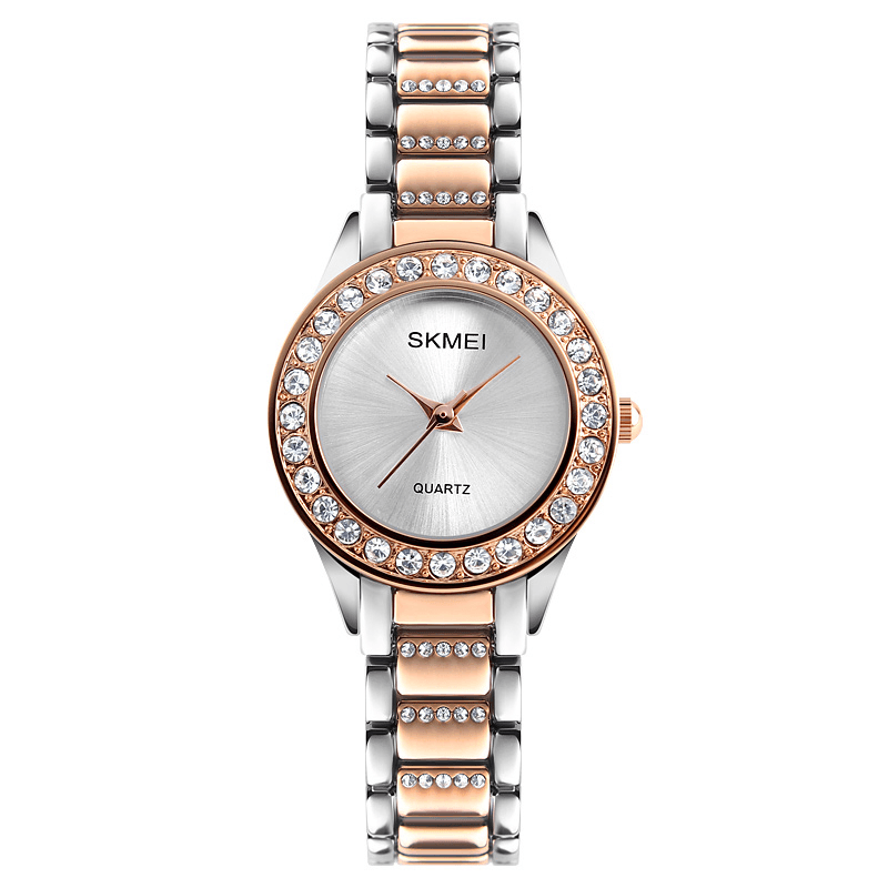 SKMEI 1262 Waterproof Ladies Wrist Watch Stainless Steel Strap Gift Quartz Watch - Trendha