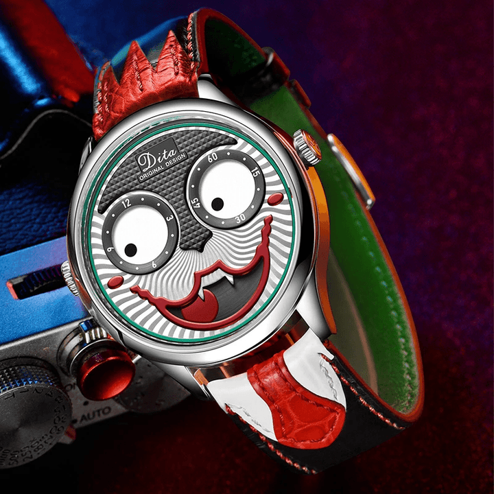 Fashion Creative Joker Dial Leather/Stainless Steel Strap Personality Alloy Men Quartz Watch - Trendha
