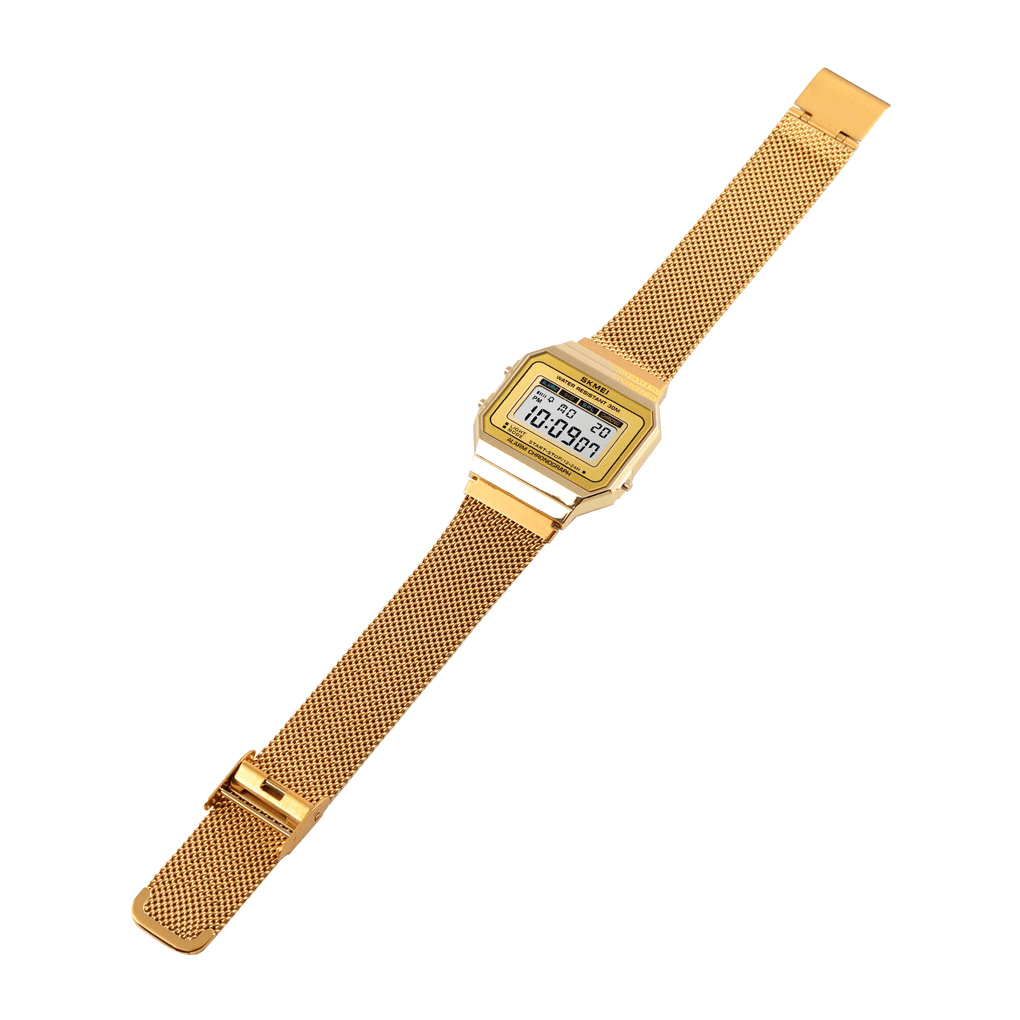 SKMEI 1660 Fashion Stopwatch Luminous Display Men Waterproof Watch Mesh Strap Digital Watch - Trendha