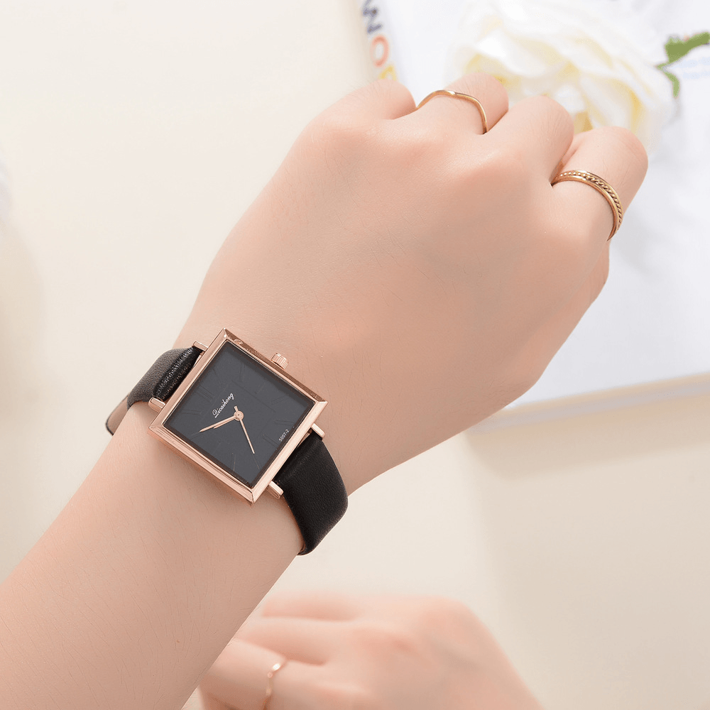 Simple Square Dial PU Leather Strap Women Fashion Ladies Dress Bracelet Quartz Watch - Trendha