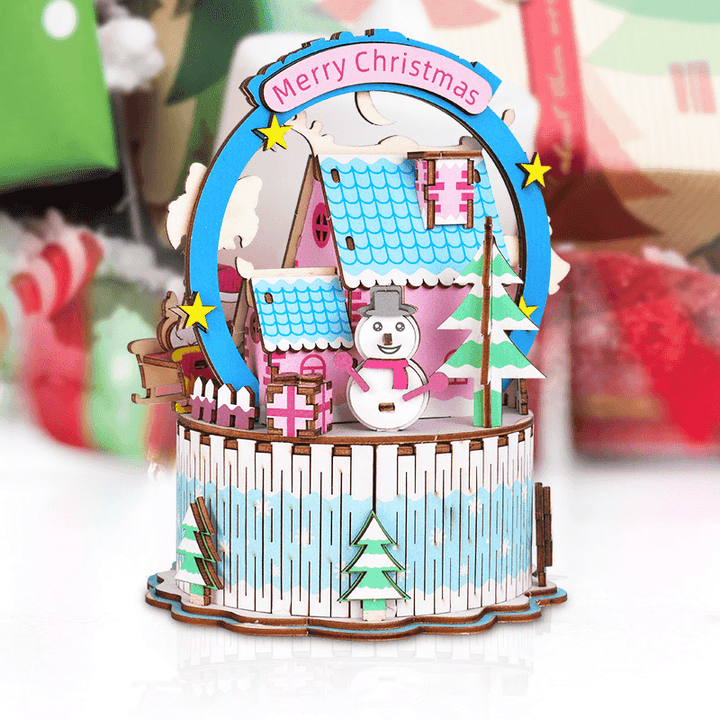 Iiecreate DIY Assembled Christmas Eve and Thanksgiving Christmas Music Box Doll House Model Toy - Trendha