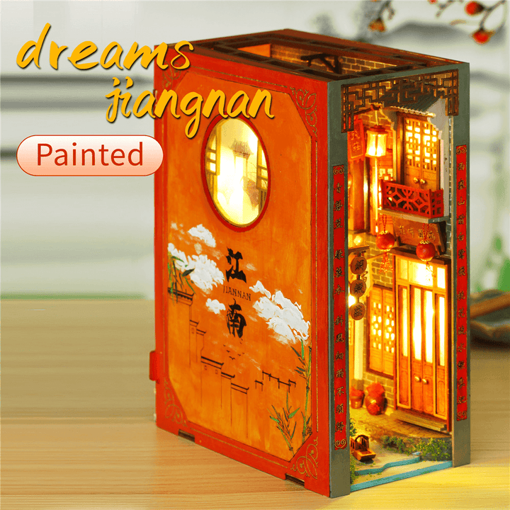 Iie Create Manual Assembly Dream around the South of the Yangtze River Bookend Colored Version with Remote Switch Light Doll House Toys - Trendha