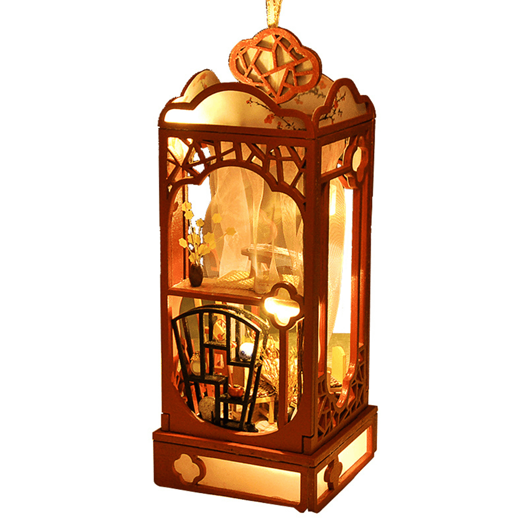 Chinese Style DIY Hanging Miniature Doll House Wooden Furniture Kits with Light for Kids Birthday Gift - Trendha