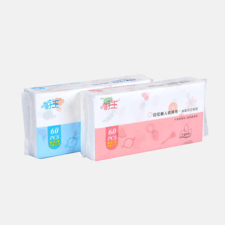 60 Pumping / Pack Printed Disposable Non-Woven Cloth Extraction Wet and Dry Wipes Kitchen Towels - Trendha