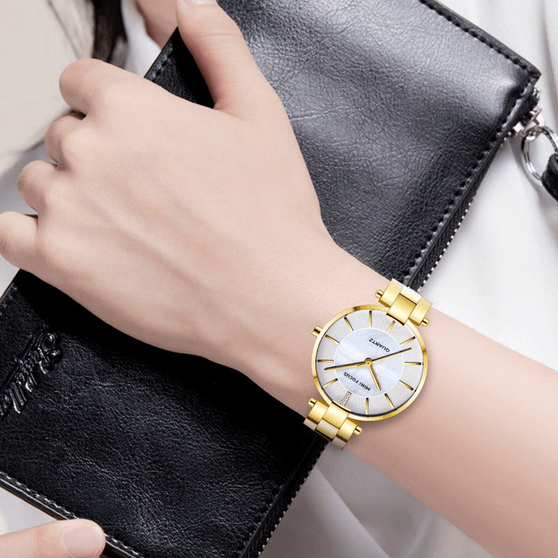 MINI FOCUS MF0224L Elegant Dress Analog Clock Metal Strap Fashion Women Watch Quartz Watch - Trendha