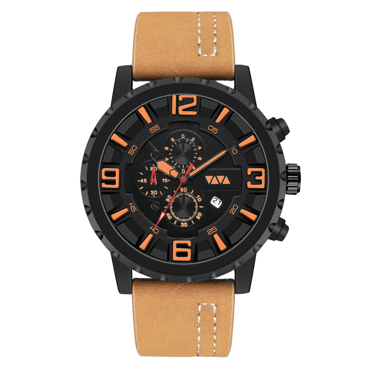 VAVA VOOM Business Casual with Date Display Window Large Dial Decorated Pointer Waterproof Sports Men Quartz Watch - Trendha