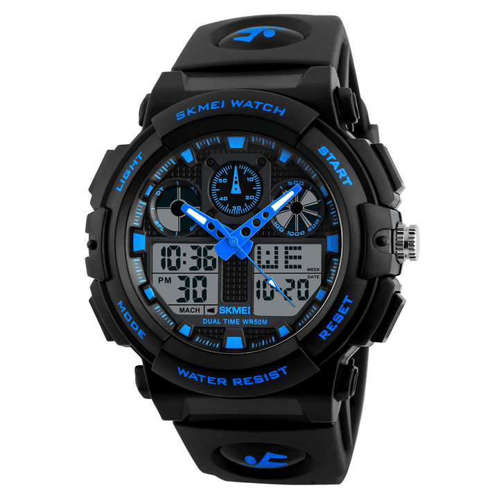 SKMEI 1207 Men Sport Chorongraph 50M Waterproof Luminous Dual Display Digital Watch - Trendha