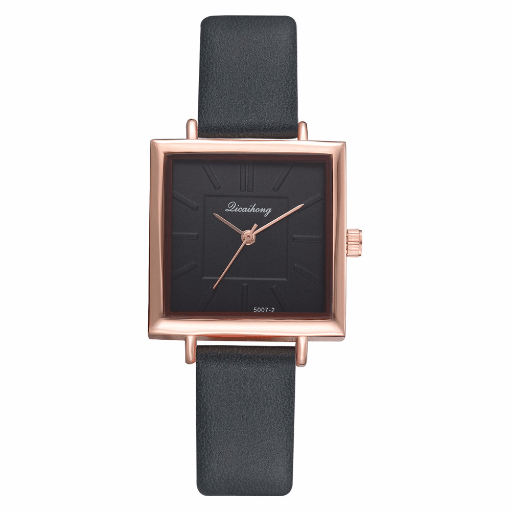 Simple Square Dial PU Leather Strap Women Fashion Ladies Dress Bracelet Quartz Watch - Trendha