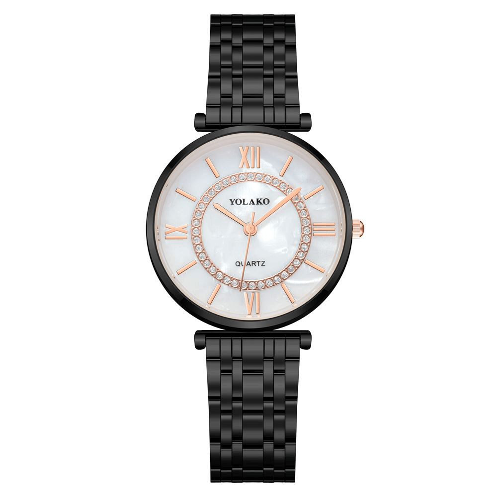 YOLAKD A0707 Casual Style Ultra Thin Full Alloy Women Wrist Watch Shell Dial Quartz Watch - Trendha