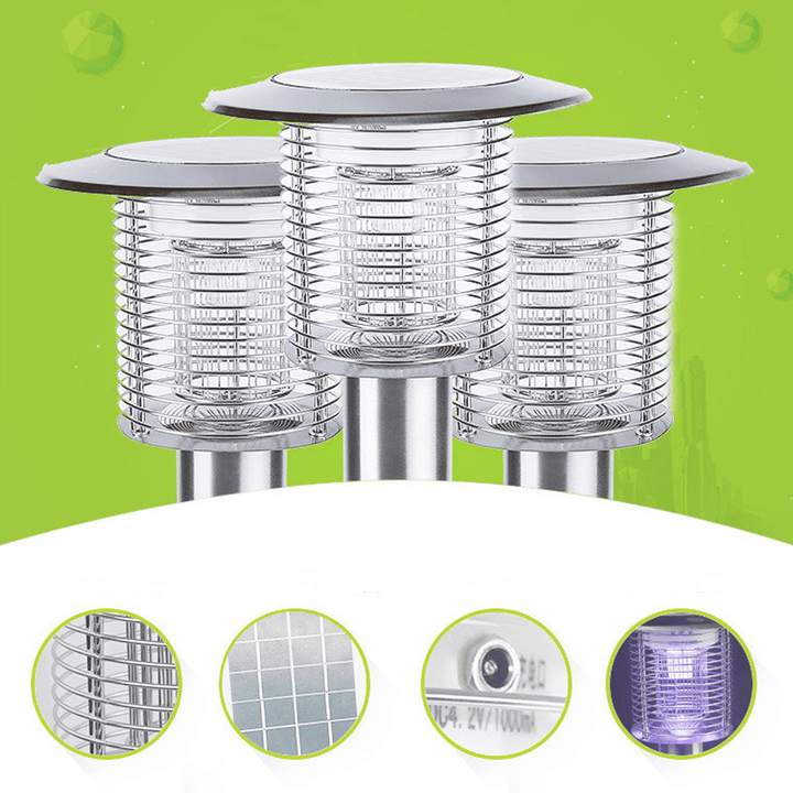 Solar Violet LED Electric Shock Mosquito Intelligent Light-Control Outdoor Lamp Mosquito Dispeller - Trendha