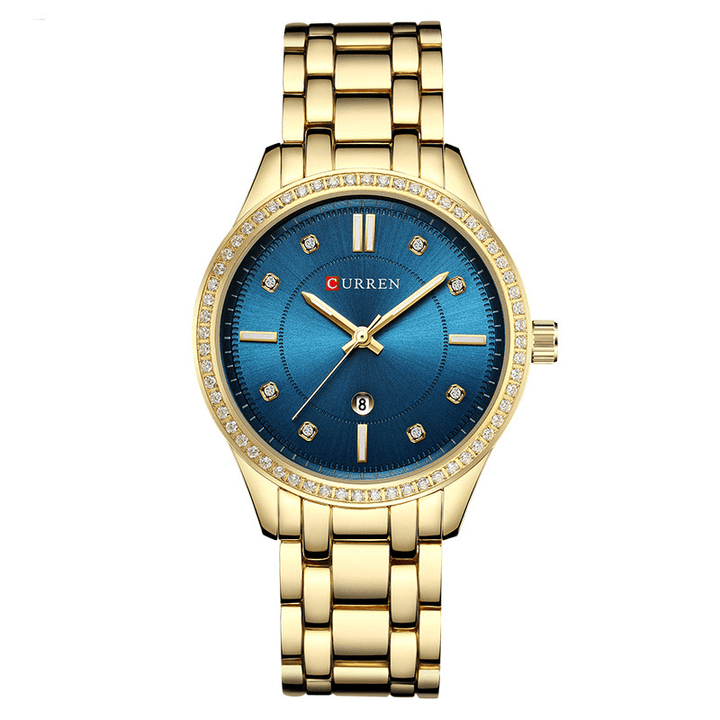 CURREN 9010 Waterproof Crystal Elegant Design Women Wrist Watch Date Display Quartz Watch - Trendha