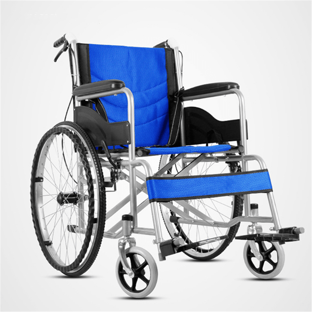 24 Inch Lightweight Folding Foldable Chair Medical Wheelchair Footrest Backrest Transport - Trendha