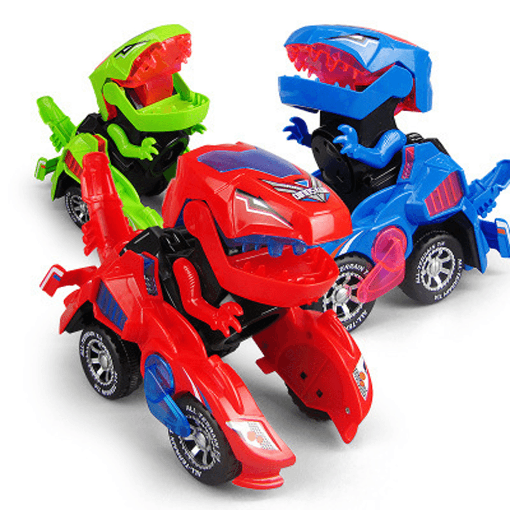 HG-788 Electric Deformation Dinosaur Chariot Deformed Dinosaur Racing Car Children'S Puzzle Toys with Light Sound - Trendha