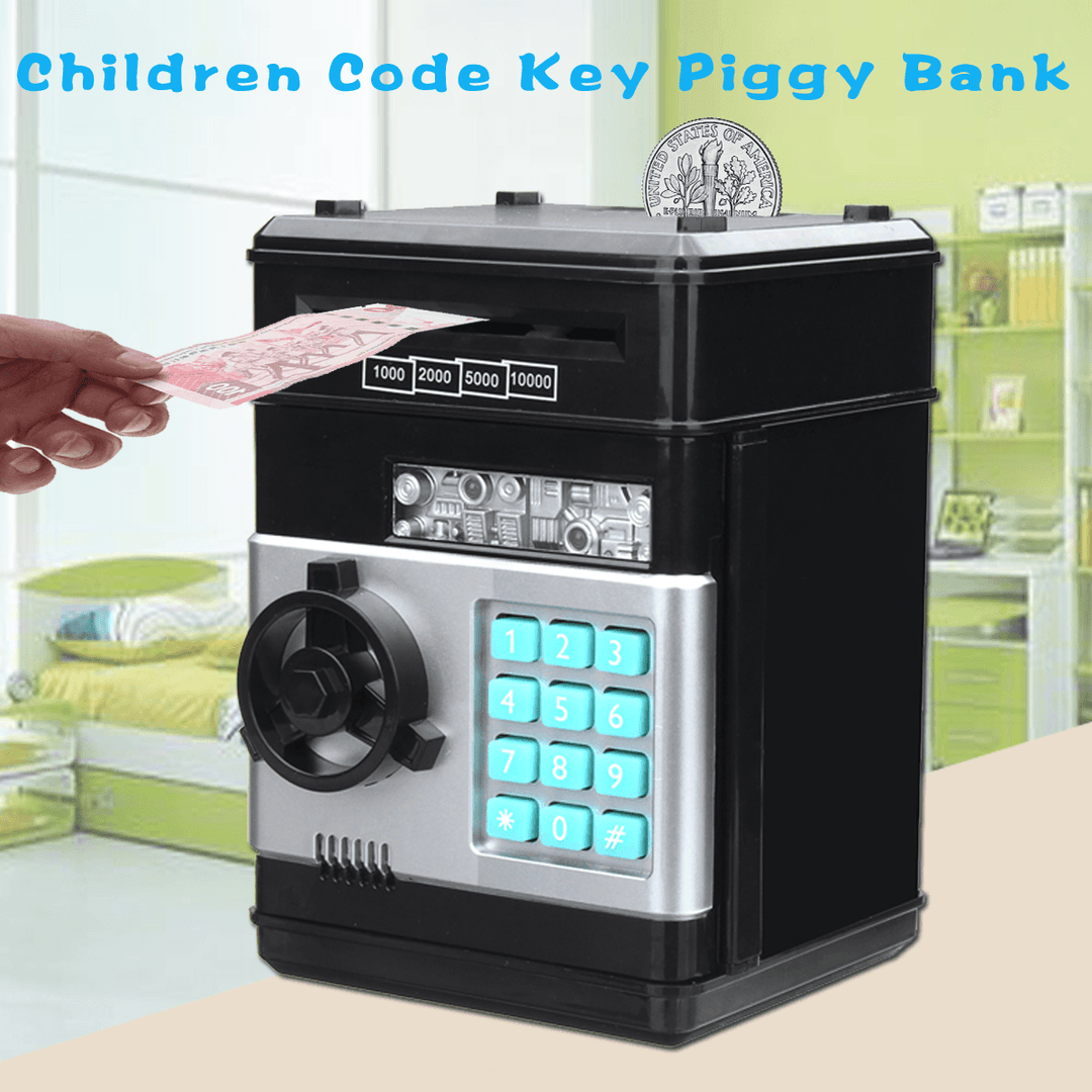 Black Mini Metal Safe Shaped Piggy Bank Safe Kids Toys - Trendha