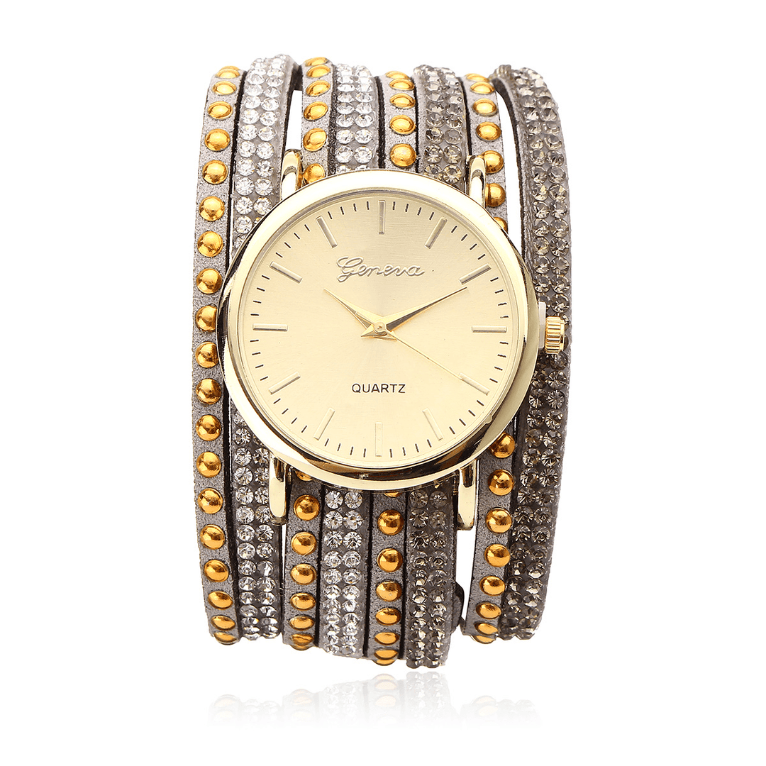 Fashion Circle Bracelet Diamond Women Watch Quartz Watch - Trendha