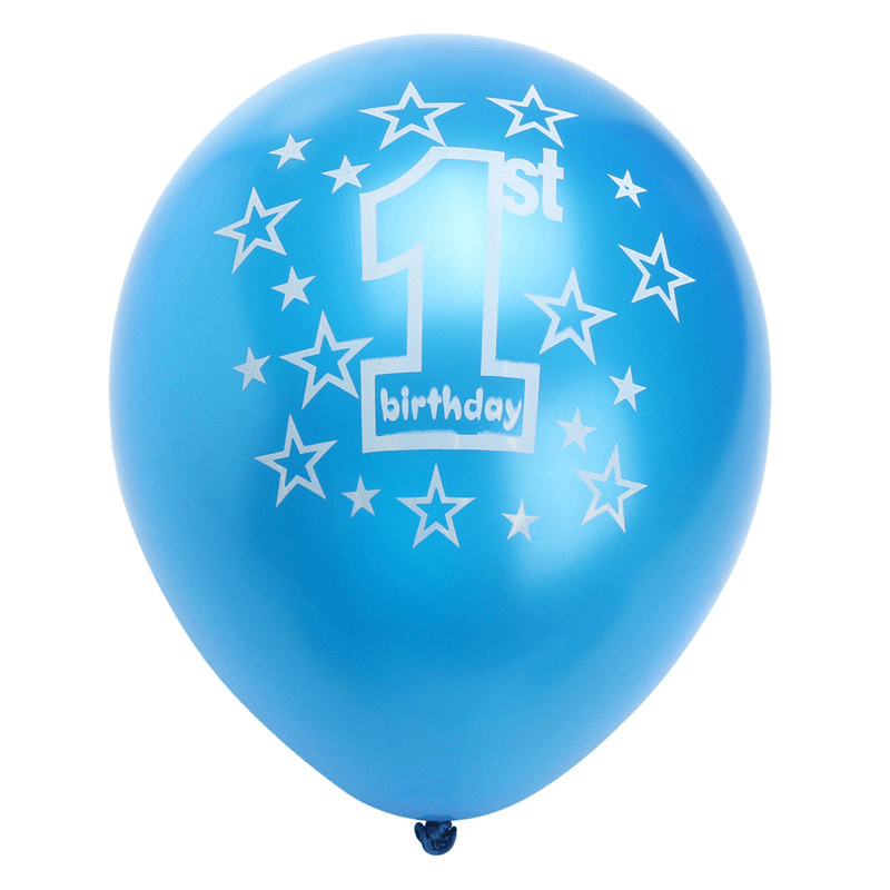 10 Pcs per Set Blue Boy'S 1St Birthday Printed Inflatable Pearlised Balloons Christmas Decoration - Trendha