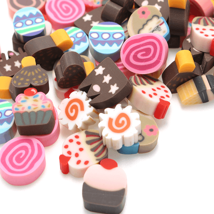 100PCS DIY Slime Accessories Decor Fruit Cake Flower Polymer Clay Toy Nail Beauty Ornament - Trendha