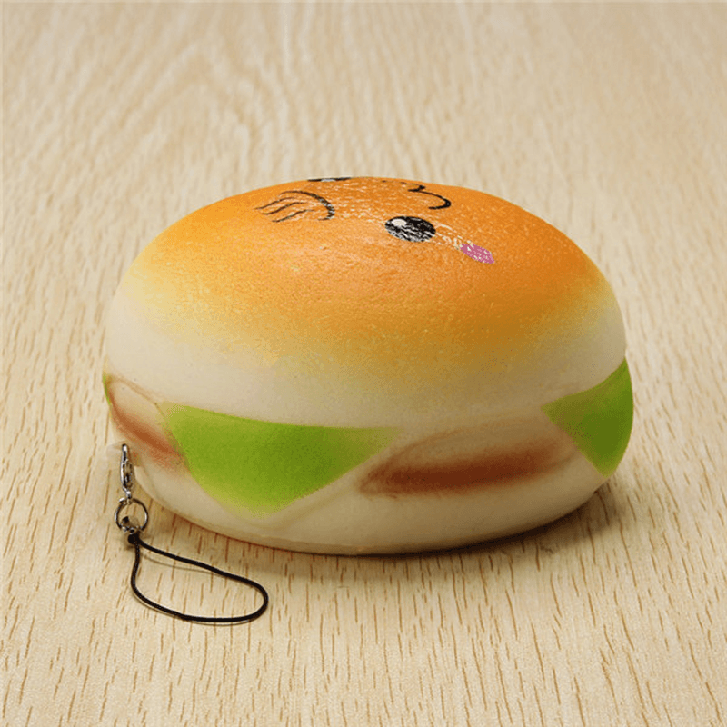 10Cm Squishy Hamburger Toy Random Cute Bread Phone Bag Strap Pendant - Trendha