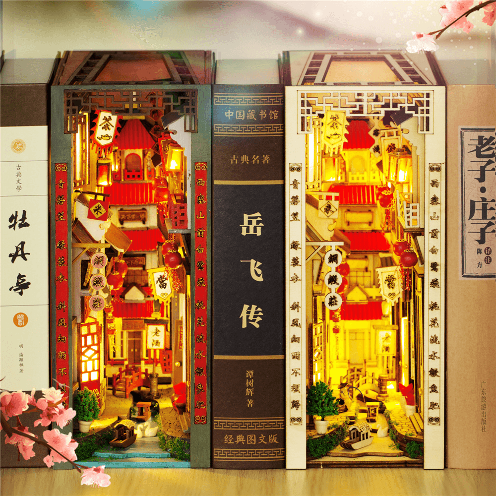 Iie Create Manual Assembly Dream around the South of the Yangtze River Bookend Colored Version with Remote Switch Light Doll House Toys - Trendha