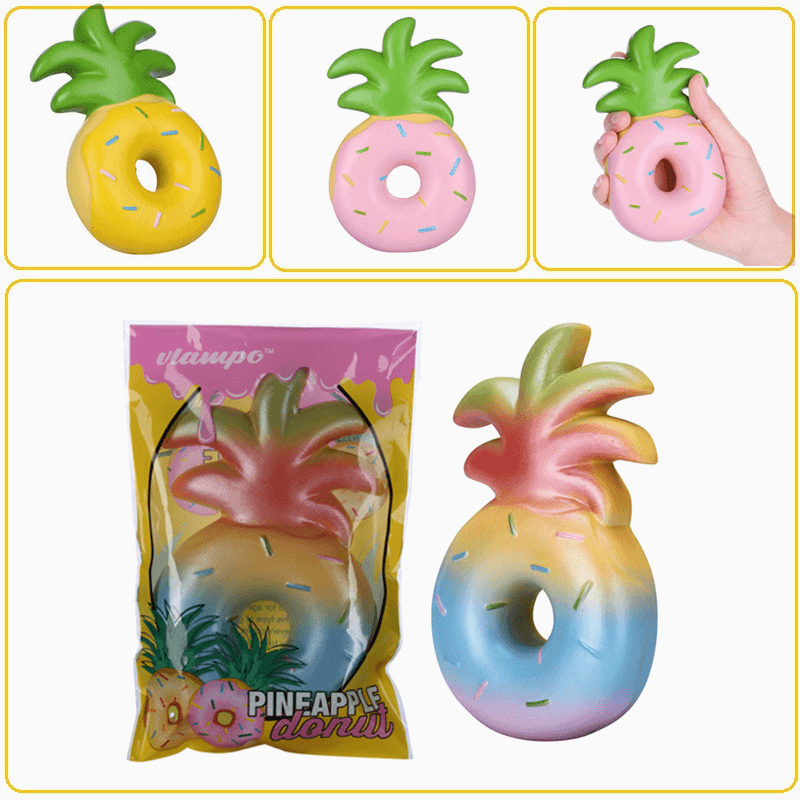 Vlampo Squishy Jumbo Pineapple Donut Licensed Slow Rising Original Packaging Fruit Collection Gift Decor Toy - Trendha