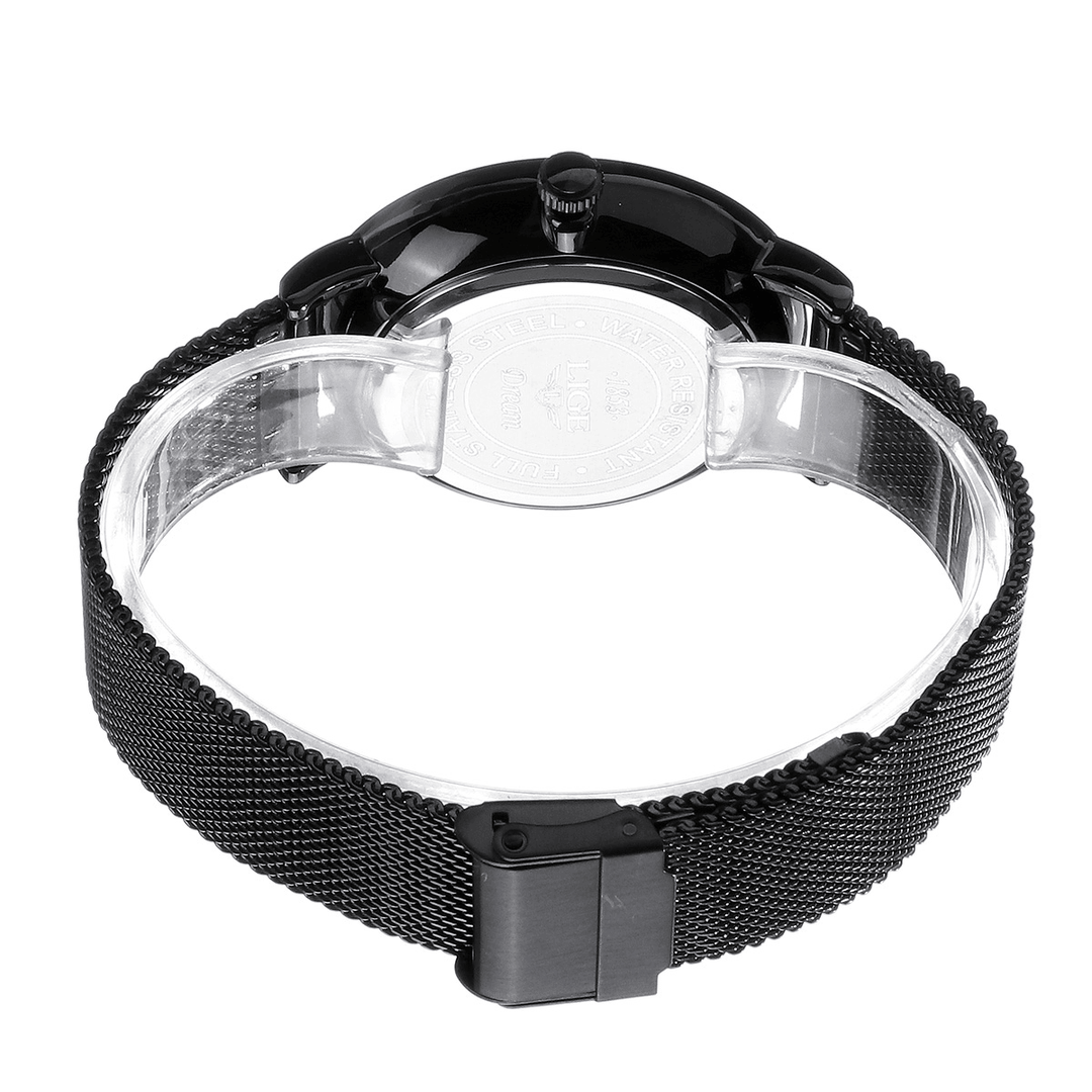 LIGE LG9915 Casual Fashion Ultra-Thin Stainless Steel Strap Waterproof Men Quartz Watch - Trendha