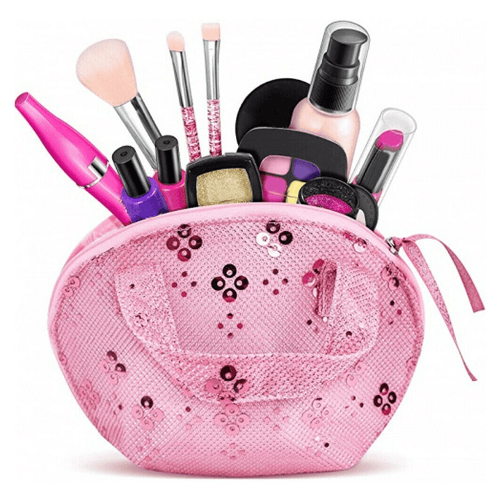12Pcs Pretend Makeup Fakes Eye Shadow Brushes Glitter Nail Polish Play Set Toy with Storage Bag for Little Girl Cosmetic Gift - Trendha