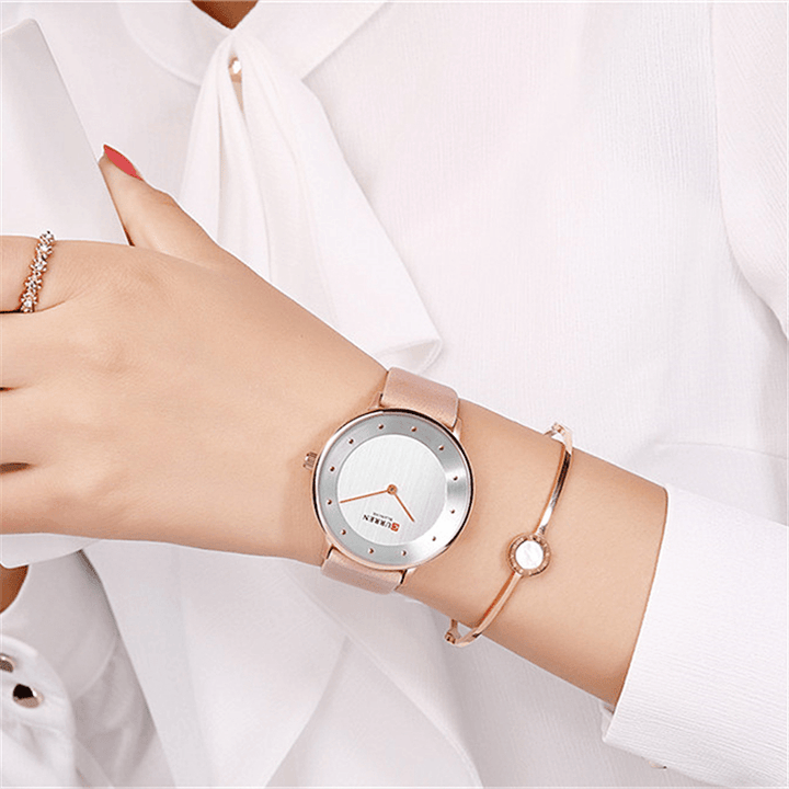 CURREN 9033 Ultra Thin Dial Case Casual Style Quartz Watch Leather Band Business Women Watch - Trendha