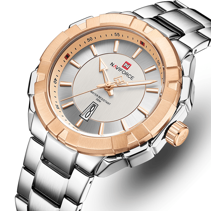 NAVIFORCE NF9176 Waterproof Fashionable Men Wrist Watch Full Steel Business Style Quartz Watch - Trendha