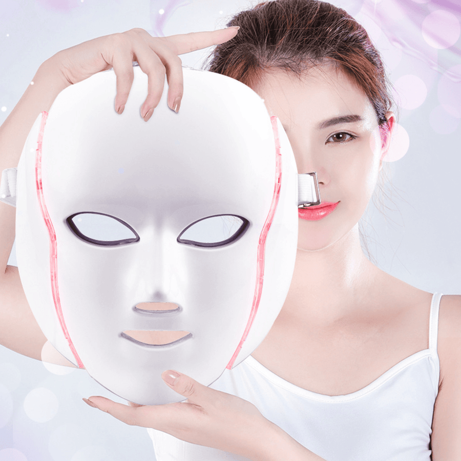 7 Colors LED Light Photon Face Neck Mask Rejuvenation Skin Therapy Skin Wrinkles - Trendha