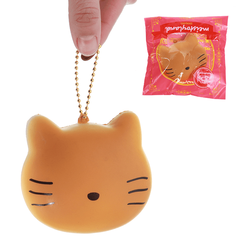 Meistoyland Squishy Cat Kitty Slow Rising Straps Squeeze Toy with Chain Original Packaging - Trendha